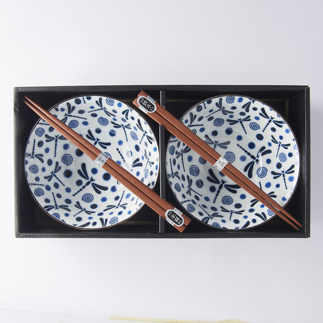 Blue Dragonfly 2 piece boxed bowl set 15cm
