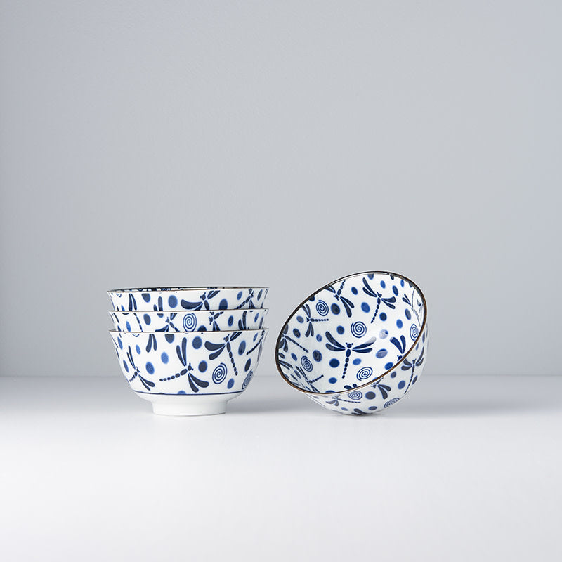 Blue Dragonfly 4 piece boxed bowl set 13cm