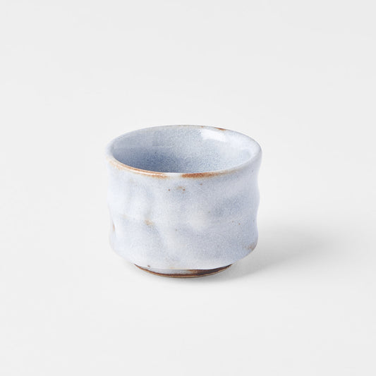 Sake cup ridged outer rust with white cloud 40ml
