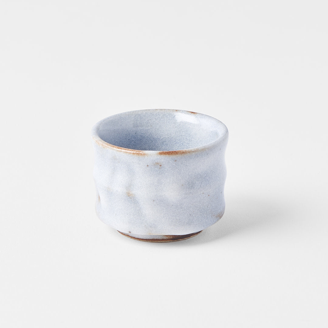 Sake cup ridged outer rust with white cloud 50ml