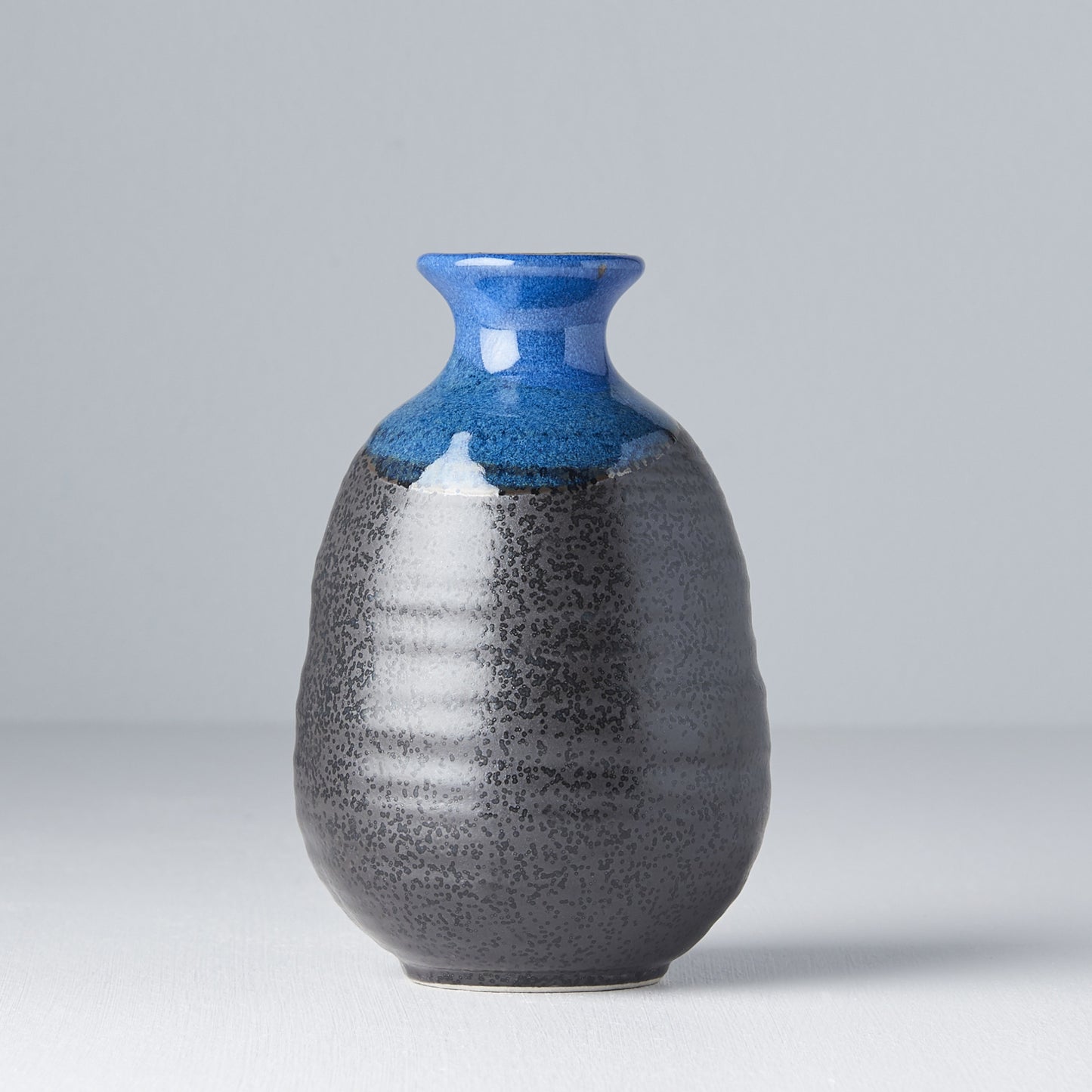 Sake jug black with bright blue top 12cm