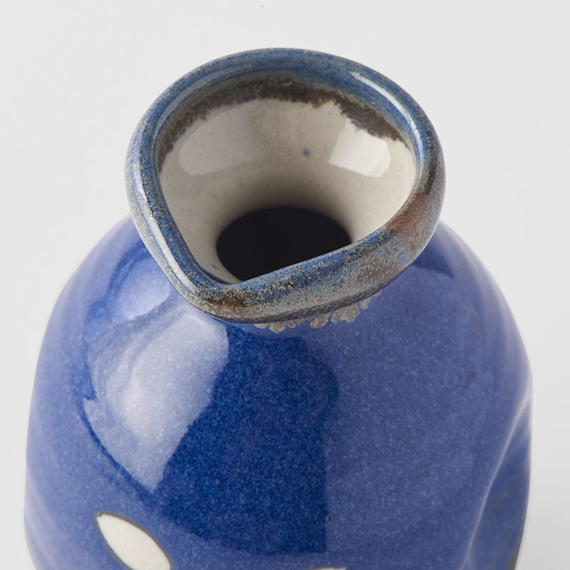 Sake jug dark blue with white kanji 275ml