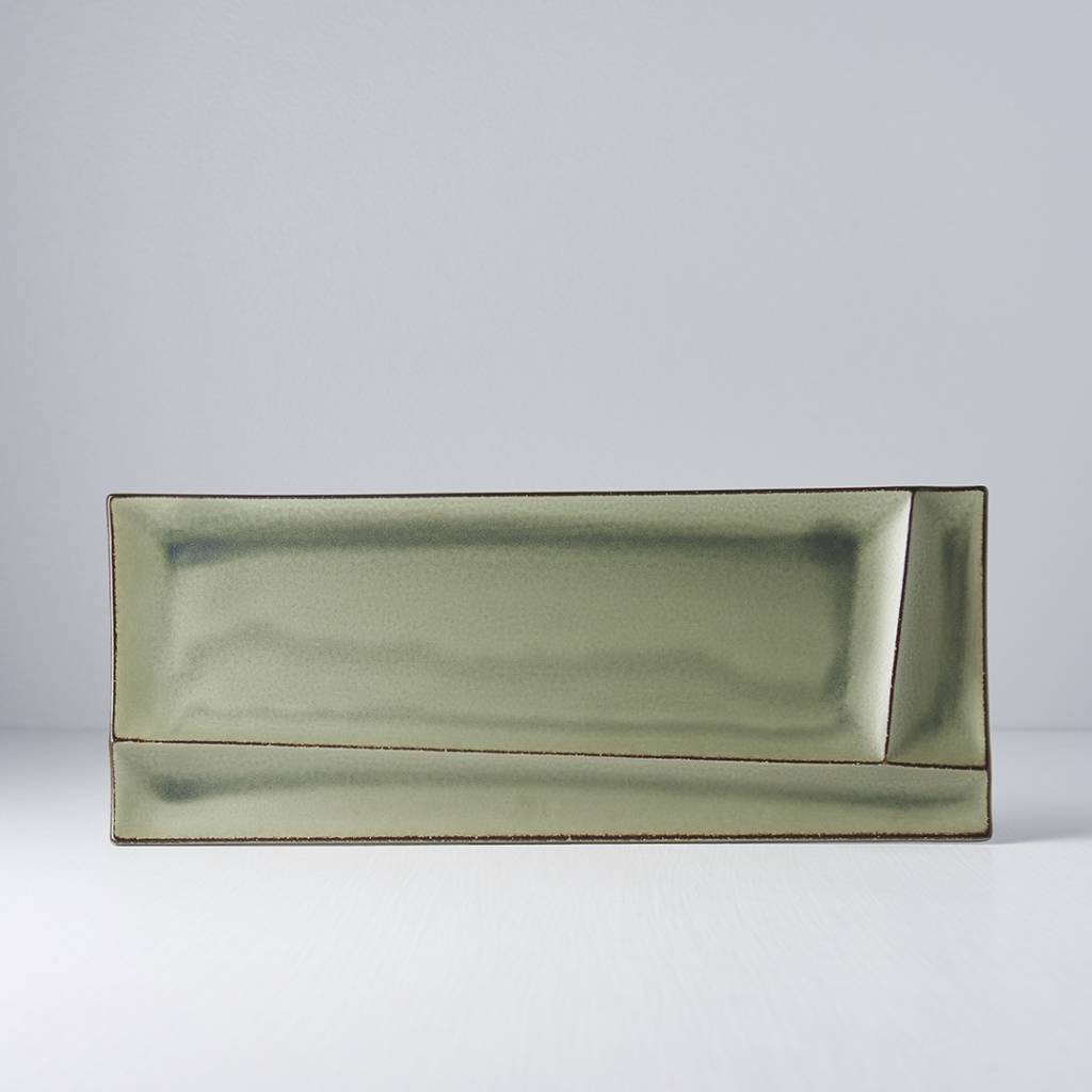 Forest green sectioned sashimi plate 33cm
