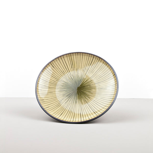 Dark Green Converging Lines side plate 19cm