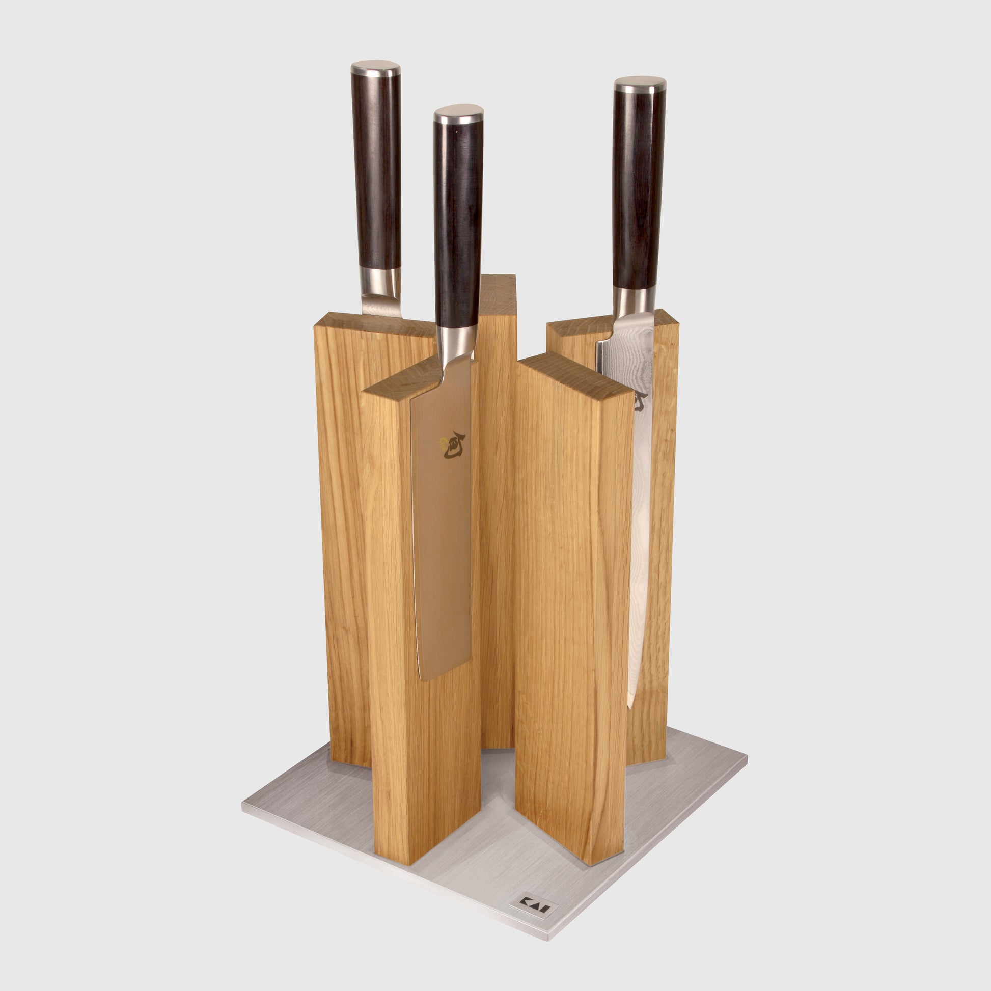 Kai Magnetic Knife Block Stainless Steel/Oak – Made In Japan UK