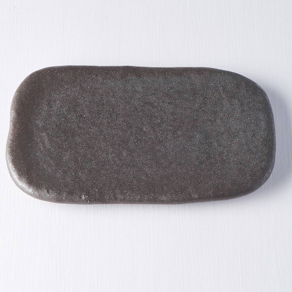 Stone Black textured rectangular platter 16cm