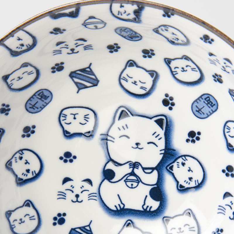 Maneki Cat boxed bowl set 19.5cm