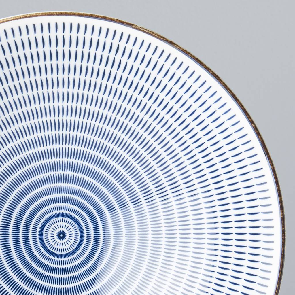 Blue & white radiating lines boxed Ramen Bowl 25cm