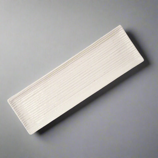 Sashimi Plate White Contour Glaze 33.2cm
