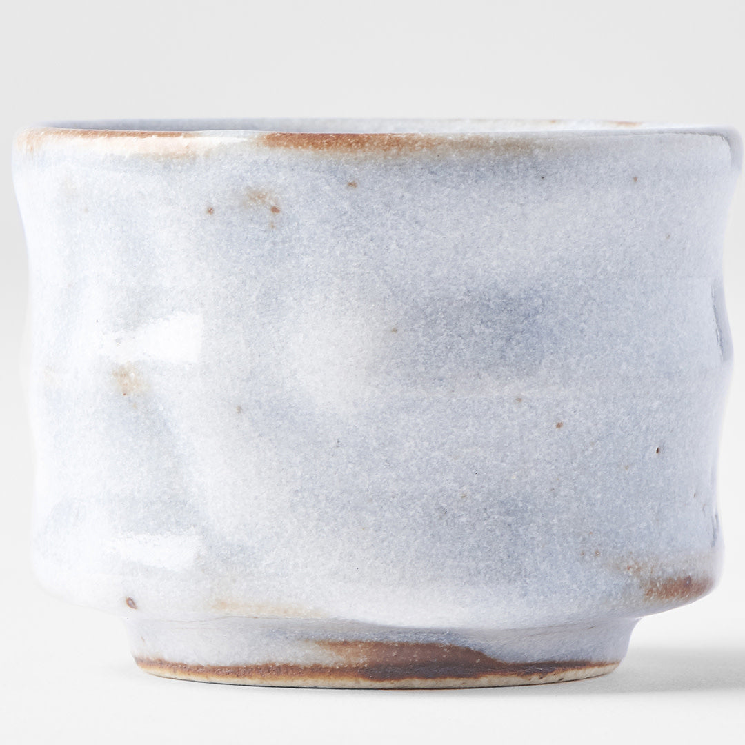 Sake cup ridged outer rust with white cloud 40ml