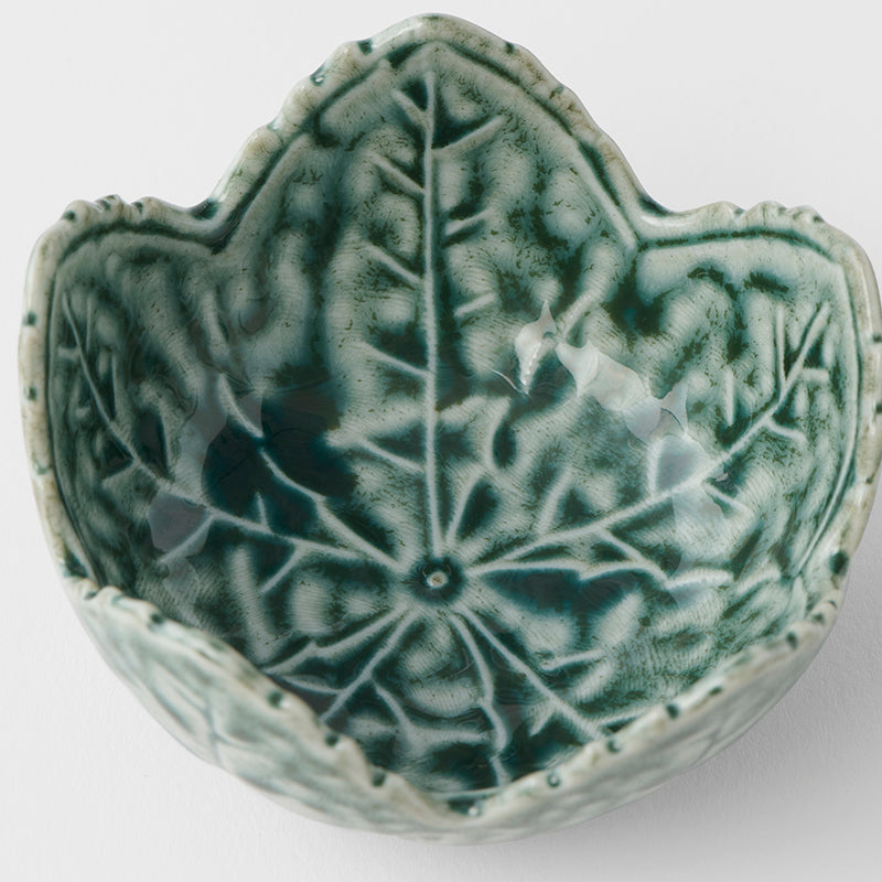 Sauce Dish Leaf Shape Green Glaze