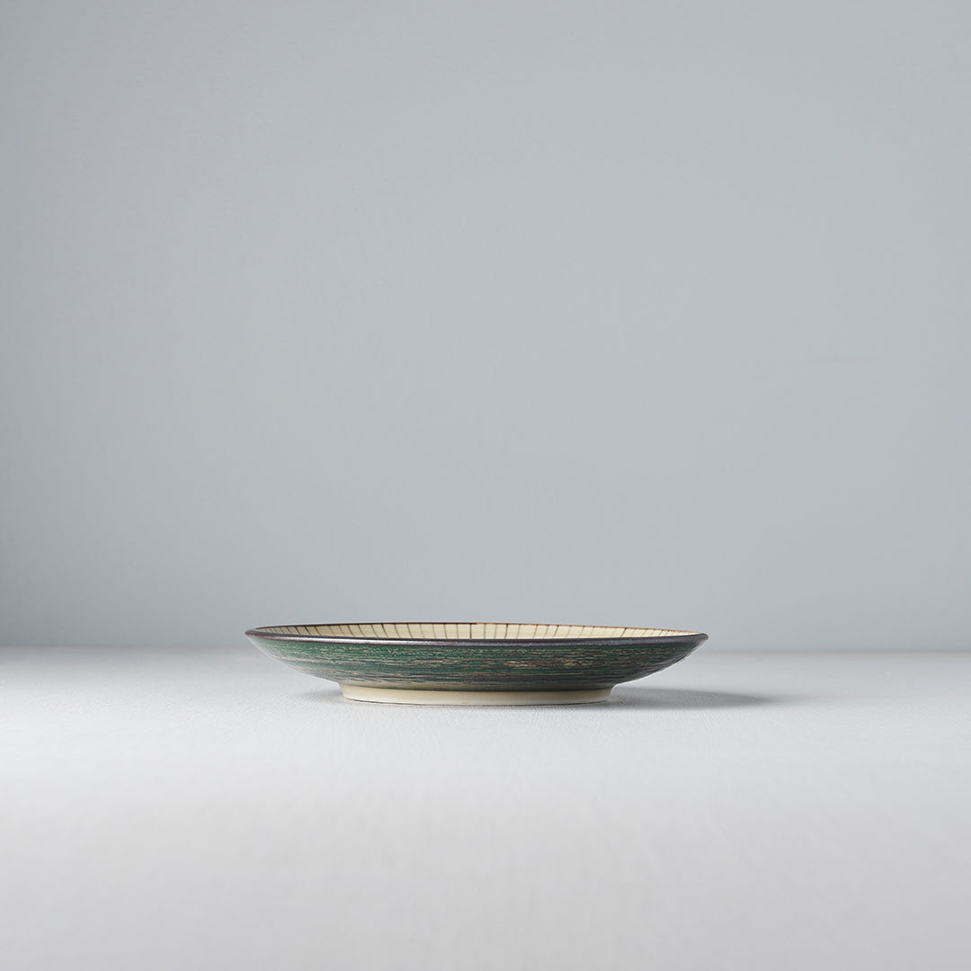 Dark Green Converging Lines side plate 19cm